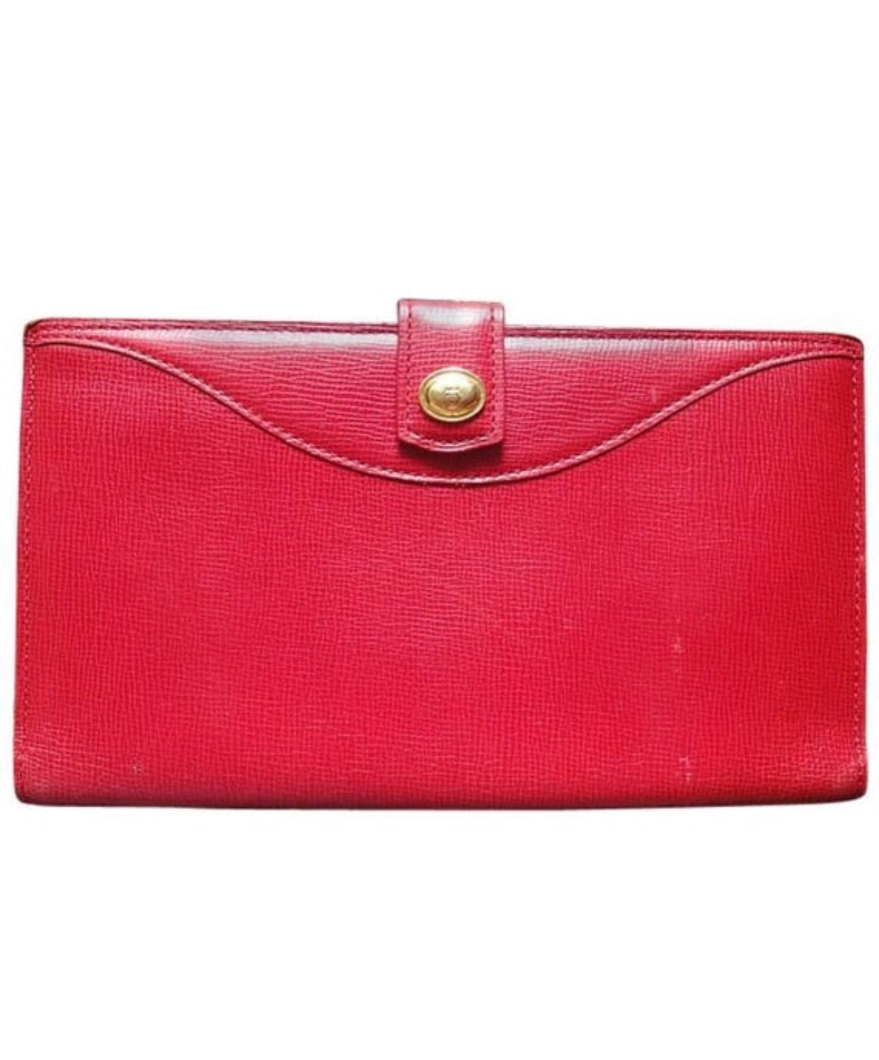 Vintage Christian Dior red genuine leather wallet with gold tone CD charm. 050816f3