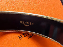 Vintage Hermes golden enamel and cloisonne bangle, bracelet with blue, purple, green etc. Scissors and woven tape motifs. 060426re