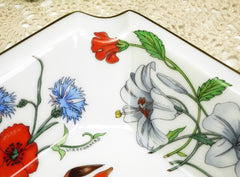 1980's vintage Gucci ceramic flower and butterflies plate, porcelain ashtray. Rare masterpieces from Gucci and BERNARDAUD LIMOGES. Accornero