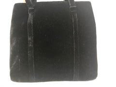MINT. Vintage Paloma Picasso black velvet tote bag with golden logo motifs. Perfect casual use bag. 061105re3
