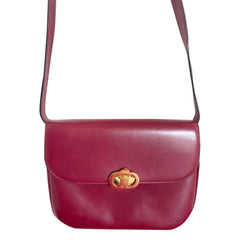 MINT. Vintage Celine wine red leather shoulder bag, clutch purse with wine and golden logo. Perfect elegance for your daily use. 050215ya1