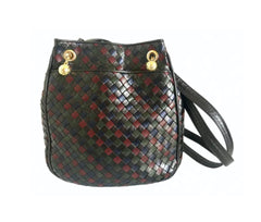 Vintage Bottega Veneta multicolor intrecciato woven lamb leather hobo shoulder bag. Brown, navy, khaki, and wine. Beautiful classic purse.
