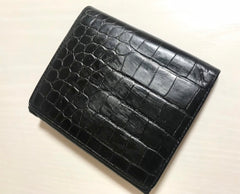 Vintage Gianni Versace black croc embossed leather wallet. Golden and silver Sunburst charm at front. Masterpiece for unisex use. 050407r8