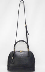 Vintage Valentino Garavani black leather bolide bag with shoulder strap, V logo, a fringe. Classic dialy use purse. 060616r1