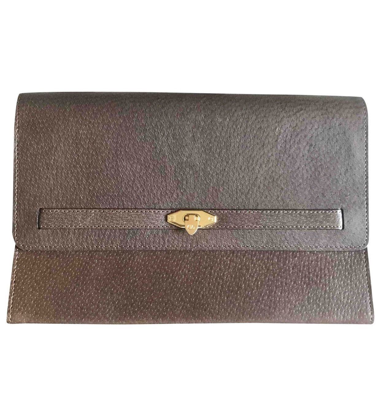 Vintage Valentino Garavani kelly bag style pigskin leather brown clutch purse, document bag. Classic vintage piece for unisex use.