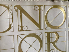Vintage Paloma Picasso ivory beige leather large shoulder bag, tote bag with golden alphabet, letter print. Must have daily purse. 050425r3