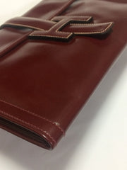 80's vintage HERMES jige, document case, dark wine, bordeaux boxcalf portfolio purse, iPad case. Classic and sophisticated style.