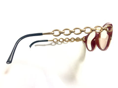 60's, 70's vintage Christian Dior pink and orange gradation sunglasses with golden chain temple. Unique and mod eyewear.
