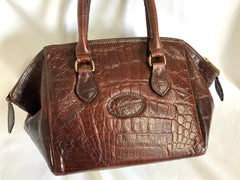 Vintage Mulberry croc embossed leather birkin mini doctor's bag style handbag. Classic masterpiece back in the old era of Roger Saul. 061022