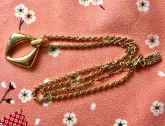 Vintage Yves Saint Laurent Golden Chain Necklace with Square/Rhombus Pendant | Crystal Accents | Iconic YSL Jewelry | 050327re6