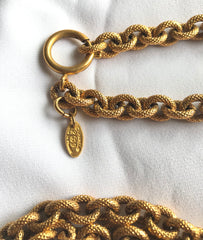 Vintage CHANEL long chain necklace with large and small CC mark pendant top. Gorgeous masterpiece jewelry. 060806k1y