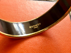 Vintage Hermes golden enamel and cloisonne bangle, bracelet with blue, purple, green etc. Scissors and woven tape motifs. 060426re