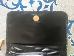 Vintage MOSCHINO brown leather purse, can be fanny bag, clutch bag with large golden heart and key motifs. So chic and mod. 060616r7