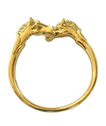 Vintage Hermes golden double horse head design bangle, bracelet. Beautiful classic jewelry from Hermes. 050120an8