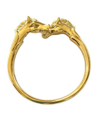 Vintage Hermes golden double horse head design bangle, bracelet. Beautiful classic jewelry from Hermes. 050120an8