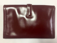80's vintage HERMES jige, document case, dark wine, bordeaux boxcalf portfolio purse, iPad case. Classic and sophisticated style.