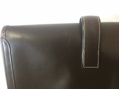 90's vintage HERMES jige, document case, dark brown portfolio purse. Classic and sophisticated style for unisex. 060531r5