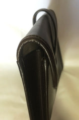 90's vintage HERMES jige, document case, dark brown portfolio purse. Classic and sophisticated style for unisex. 060531r5