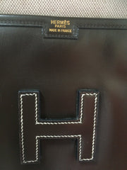 90's vintage HERMES jige, document case, dark brown portfolio purse. Classic and sophisticated style for unisex. 060531r5