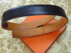 MINT. Vintage HERMES black box calf leather Kelly belt. Stamp S in O, 1989. size 65. 23", 24", 25", and 25.5". 050323re8