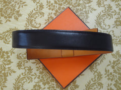 MINT. Vintage HERMES black box calf leather Kelly belt. Stamp S in O, 1989. size 65. 23", 24", 25", and 25.5". 050323re8