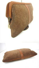 Vintage LANVIN brown logo printed suede leather pouch bag. Great masterpiece for all generations. unisex. Must Have. 070606re2