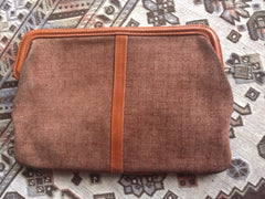 Vintage LANVIN brown logo printed suede leather pouch bag. Great masterpiece for all generations. unisex. Must Have. 070606re2