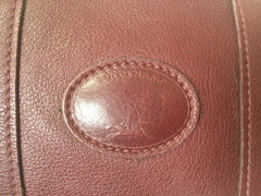 80's Vintage Longchamp rare dark wine leather duffle bag, mini travel purse. Classic bag for unisex use.