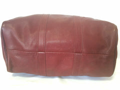 80's Vintage Longchamp rare dark wine leather duffle bag, mini travel purse. Classic bag for unisex use.