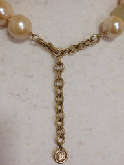 MINT. Vintage Givenchy large white faux pearl and gold tone spider nest motif balls statement necklace.  Gorgeous rare jewelry. 0506283