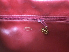 Vintage CHANEL red caviarskin v stitch, chevron style chain shoulder tote bag with golden CC ball charm. Classic purse for daily use.