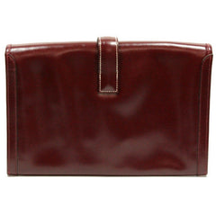 80's vintage HERMES jige, document case, dark wine, bordeaux boxcalf portfolio purse, iPad case. Classic and sophisticated style.