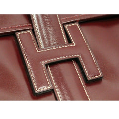 80's vintage HERMES jige, document case, dark wine, bordeaux boxcalf portfolio purse, iPad case. Classic and sophisticated style.