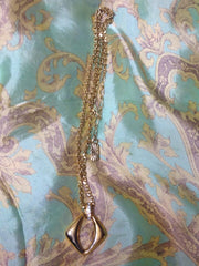 Vintage Yves Saint Laurent Golden Chain Necklace with Square/Rhombus Pendant | Crystal Accents | Iconic YSL Jewelry | 050327re6
