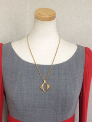 Vintage Yves Saint Laurent Golden Chain Necklace with Square/Rhombus Pendant | Crystal Accents | Iconic YSL Jewelry | 050327re6